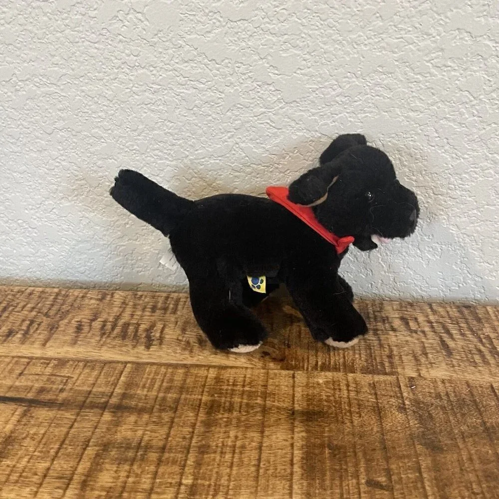 Build a Bear Mini Black Lab Puppy With Red Magnetic Handkerchief